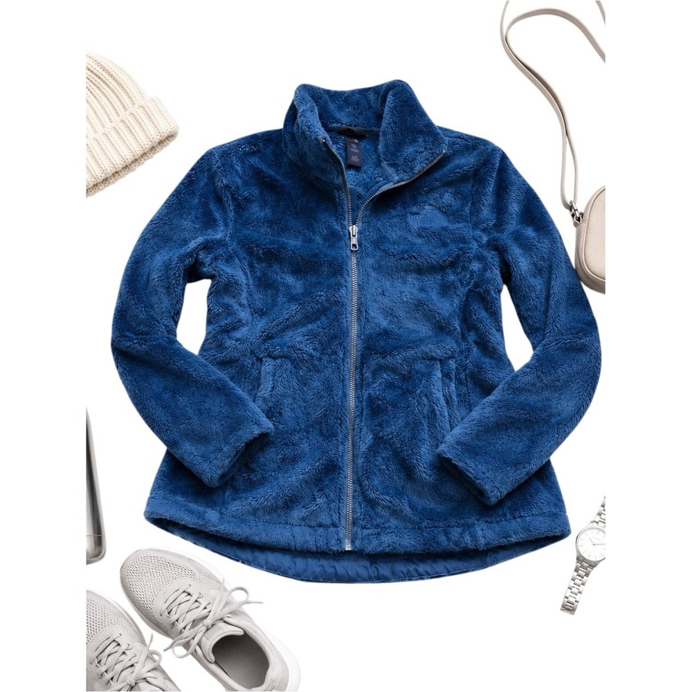 The North Face Osito Fleece Jacket Women's Small Blue Full Zip Plush Soft in EUC